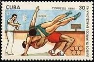 (1990-015) Марка Куба "Борьба"    Летняя Олимпиада Барселона 1992 III Θ